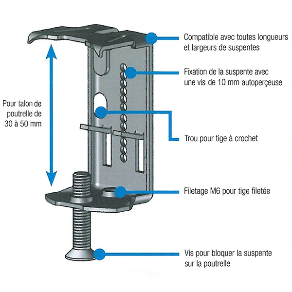 Suspente Poutrelle Béton Hourdis Allégé 62x35mm Acier Boîte 50 2 Suspente Poutrelle Béton Hourdis Allégé 62x35mm Acier Boîte 50 – Image 2