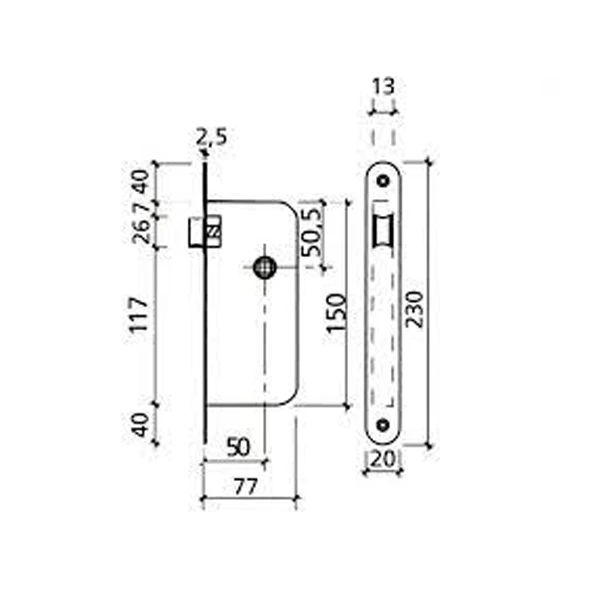 Serrure à Encastrer à Bec De Canne Tesa T4130 - Inox - Axe 50 Mm 2 Serrure à Encastrer à Bec De Canne Tesa T4130 - Inox - Axe 50 Mm – Image 2