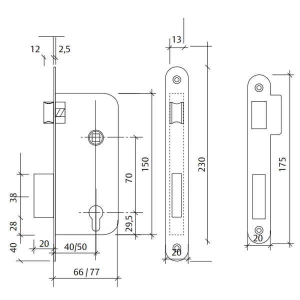 Serrure Tesa T4130 - Têtière Noire - Axe 40 Mm - Entraxe 70 Mm 2 Serrure Tesa T4130 - Têtière Noire - Axe 40 Mm - Entraxe 70 Mm – Image 2