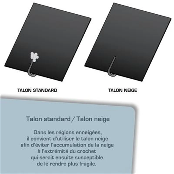 Crochet Rev. D'ardoise Anj. Color Inox 17% Talon Neige 5 Mm - Agrafe 18 Mm 1 Crochet Rev. D'ardoise Anj. Color Inox 17% Talon Neige 5 Mm - Agrafe 18 Mm