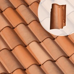 Tuile En Terre Cuite Grand Moule Fort Galbe D'aspect Canal - Fériane - Colorado - 48 X 29 Cm