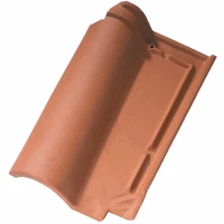 Tuile En Terre Cuite - Romane Sans - Double Emboîtement Grand Moule Fortement Galbée - Rouge